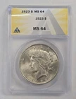 1923 Peace Silver Dollar ANACS MS64