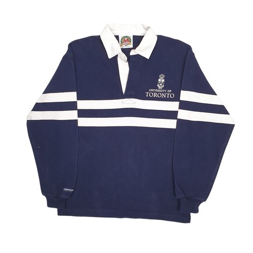 BARBARIAN Navy Polo Shirt Rugby University of Toronto Long Sleeve Cotton Mens S