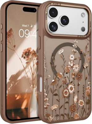 iPhone 17 Pro Max Case Cute 3D Flower Pattern Magnetic Translucent Matte Slim Br
