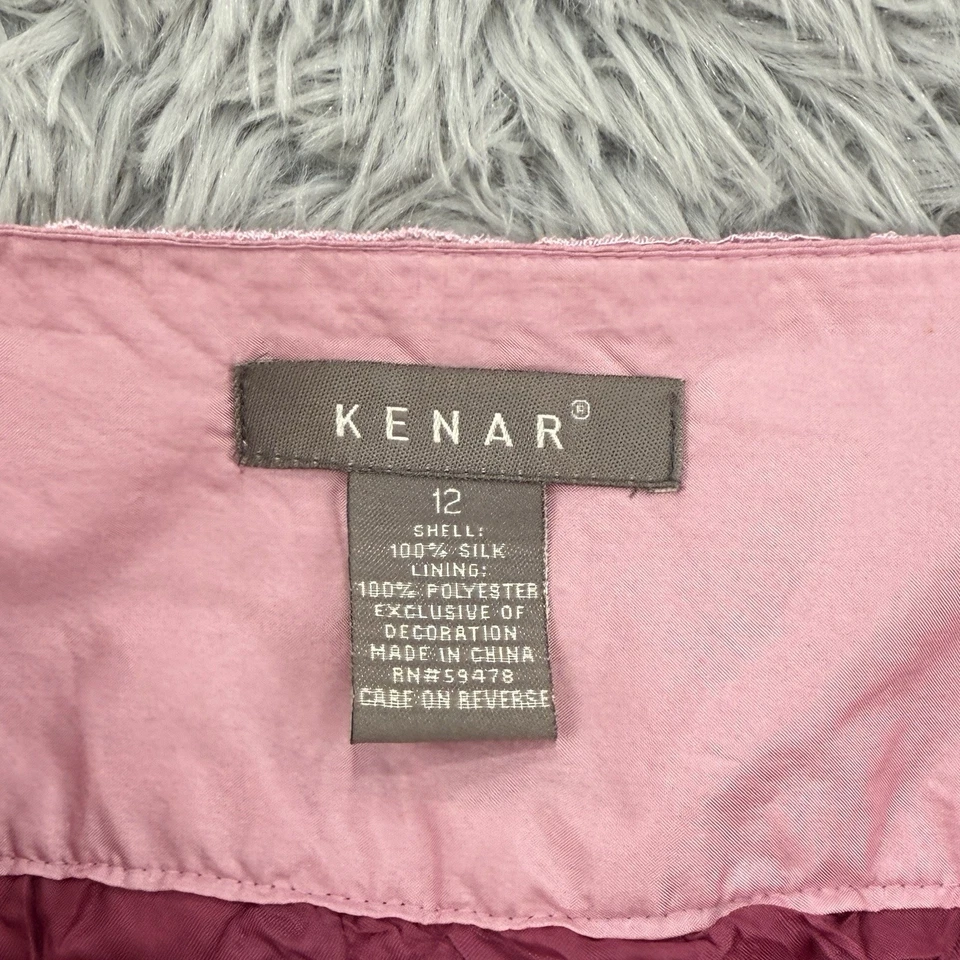 Falda Kenar Mujer 12 Rosa Ombré Nueva Con Etiquetas 100% Seda Hadas Lentejuelas Arrugas Festival Foto 3 de 4