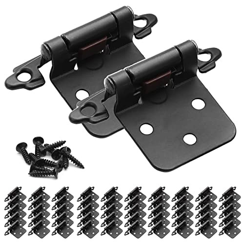 Black Cabinet Hinges 1/2 Inch Overlay Self 50 Pack(25 Pairs) Matte Black - Picture 2 of 7