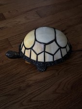 Vintage Turtle Tiffany Style Stained Glass Accent Table Lamp Night Light garden