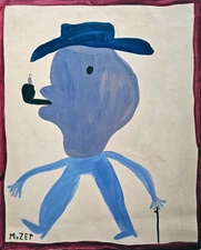 Mose Tolliver Signed Outsider Folk Art Painting on Canvas - African American Art