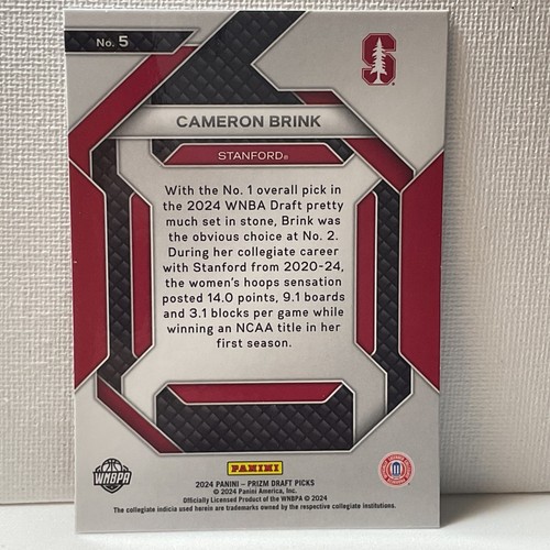 Cameron Brink 2024 Panini Prizm Draft Picks New Recruits #5 (RC) - Picture 2 of 2