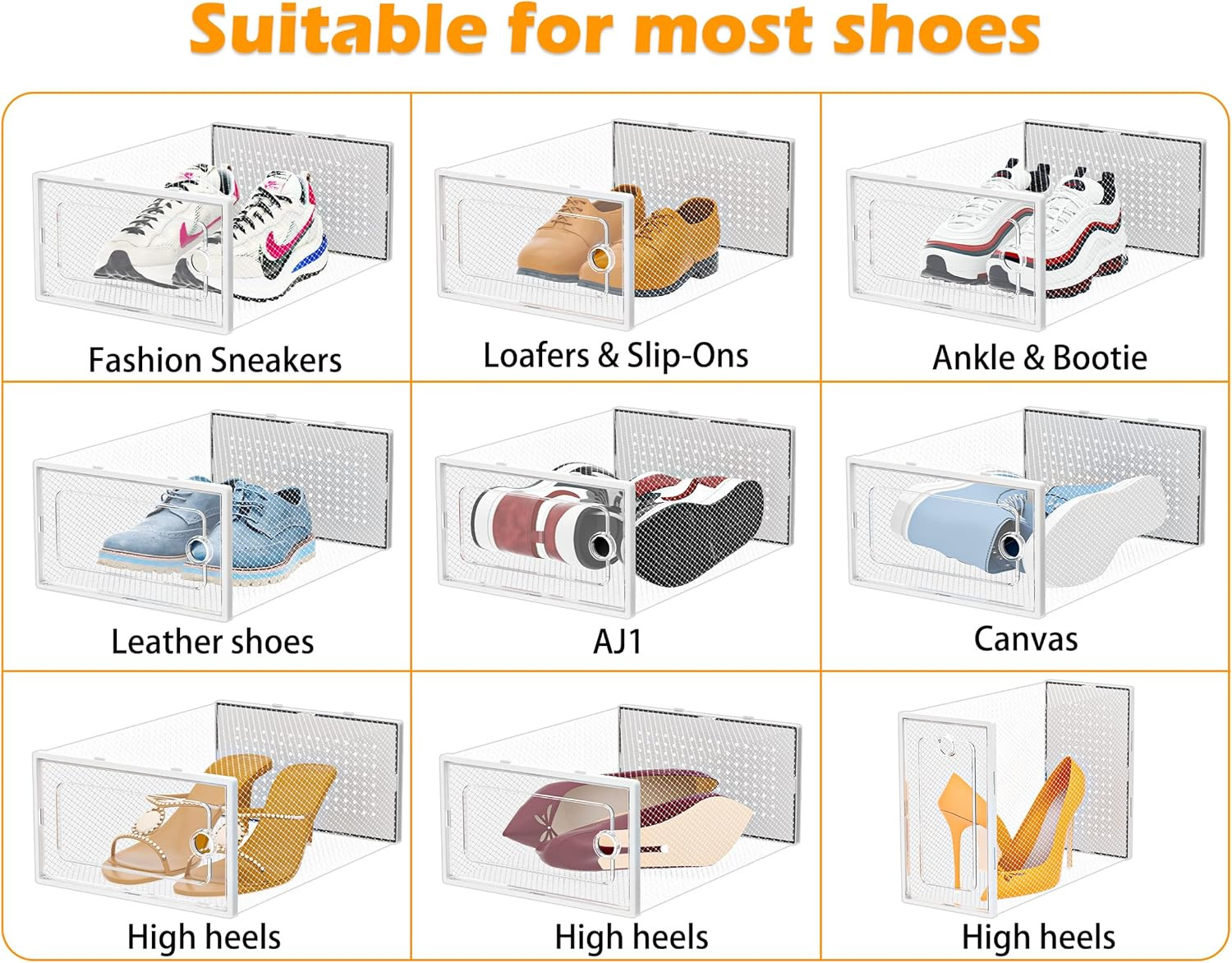 HOMIDEC 12 Pack Shoe Storage Box, Clear Plastic Stackable Sneaker Box, Shoe Orga