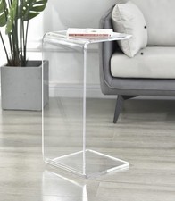 C-Shaped Acrylic End Table, Clear Side Table,