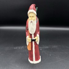Vintage Handcarved Wooden Santa Claus Shelf Sitter Christmas Decoration Rustic