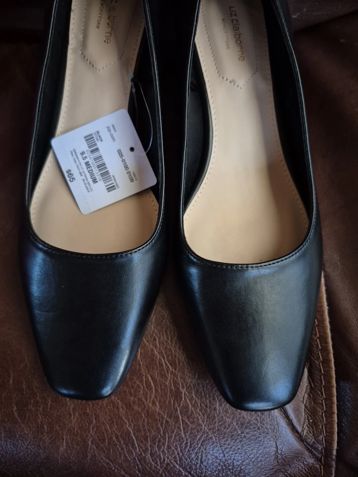 Liz Claiborne Faris Black Block Heel Pumps  Womens Size 9.5 Memory Foam NWT - Image 4 of 4
