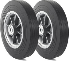 AR-PRO (2-Pack 10'' X 2'' Flat Free Solid Rubber Tire and Wheel, 3/4