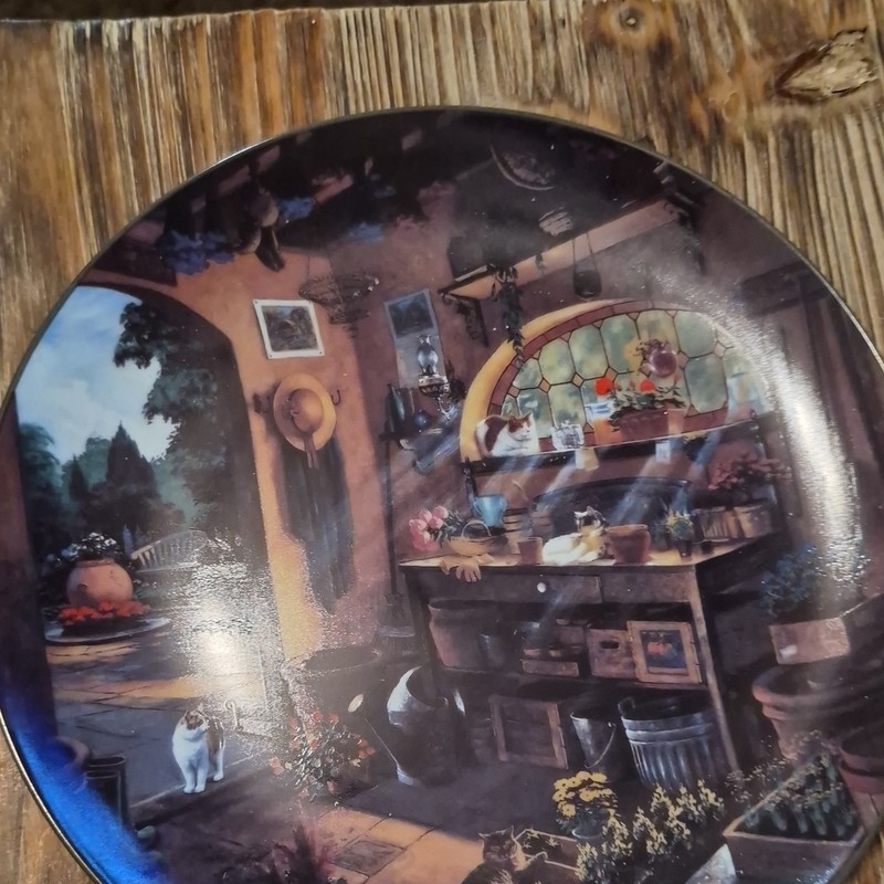 Bradford Exchange Summer's Sweet Pursuits Afternoon Serenity Cat Plate LE 1996