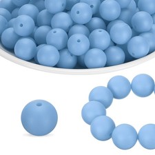 160Pcs Silicone Beads 12mm Round Rubber Focal Beads Bulk, Cold Blue