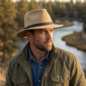 Stetson Gable Fedora Hat Safari Khaki Canvas Cotton Leather Band Vented Stetson Safari Hat | eBay main image 3