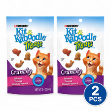 Pack of 2 Purina Kit & Kaboodle Crunchy Cat Treats Salmon Tuna Shrimp 2.4 oz