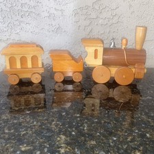 Vintage Wooden Train Set 17.5  Long, 7  Tall  3.5  wide.