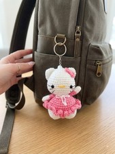 Cute Crochet Cat Keychain - Handmade Amigurumi Plush Bag Charm Accessory Gift