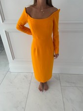 carolina herrera off the shoulder orange dress 