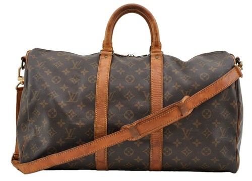 Authentic Louis Vuitton Monogram Keepall Bandouliere 45 M41418 Boston Bag AC130