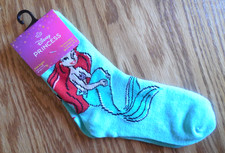 NEW 1 Pair Disney Princess "Ariel" Kids Ankle Socks Turquoise-Color Size 10-4