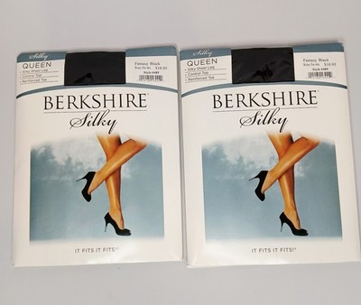 2 Berkshire Sheer Pantyhose Queen Plus Sz 5X-6X 230-290 Lbs Fantasy Black
