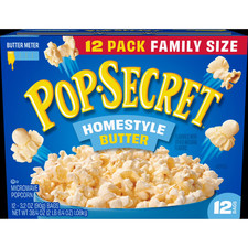 Pop Secret Microwave Popcorn, Homestyle Butter Flavor, 3.2 oz Sharing Bags,12 Ct