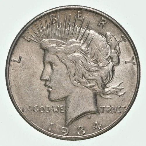 (1) AU 1934-D Peace Silver Dollar 90% - Almost Unc - Denver Mint *3646