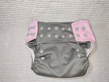 Lotus Bumz pink Gray pocket girls cloth diaper w/ doubler