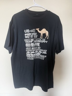 Men's Black Crew Neck Short Sleeve Funny ''Hump Day'' Camel Graphic Tee Size L