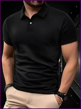 Men's Summer Short Sleeve Polo Shirt Solid Color Casual Breathable T-Shirt