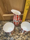 Vtg SHAFFORD Country Club By Yona Red Stripe 2  Old Fashion Tumblers & Pitcher — photo 3