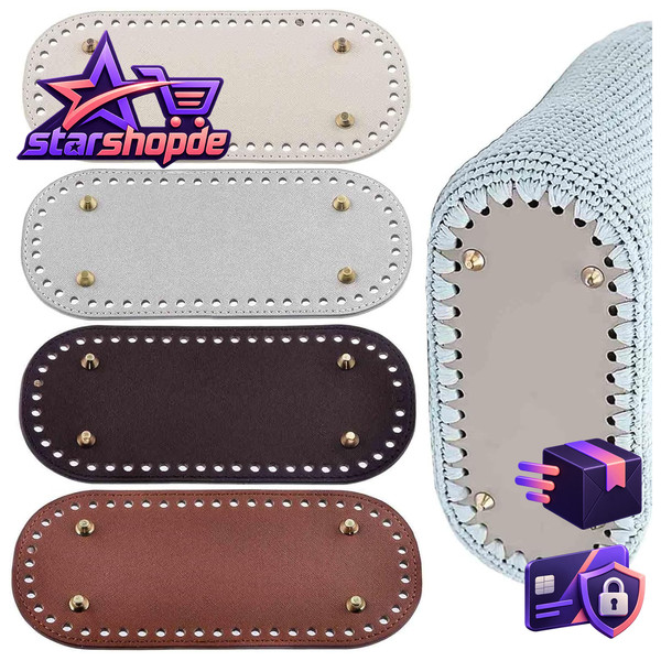 Fysl 4 StüCk Taschenboden Taschenboden Zum HäKeln Taschenboden PU Leder Tasche B-image