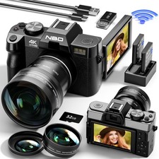 NBD 48MP 4K Digital Camera 16X Flip Screen WiFi Cam Vlog YouTube NEW 64GB TF