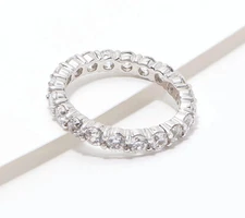 Diamonique 100-Facet Eternity Band Ring, Sterling Silver Size 7