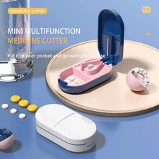 New PILL CUTTER Splitter Half Storage Compartment Box Medicine Tablet Holder