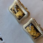 Vintage Hickok USA Monte Carlo Lucite Gold Foil Flake Cufflinks — photo 2