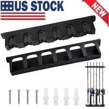 Fishing Rod Rack Vertical Holder Horizontal Wall Mount Boat Pole Stand Storage