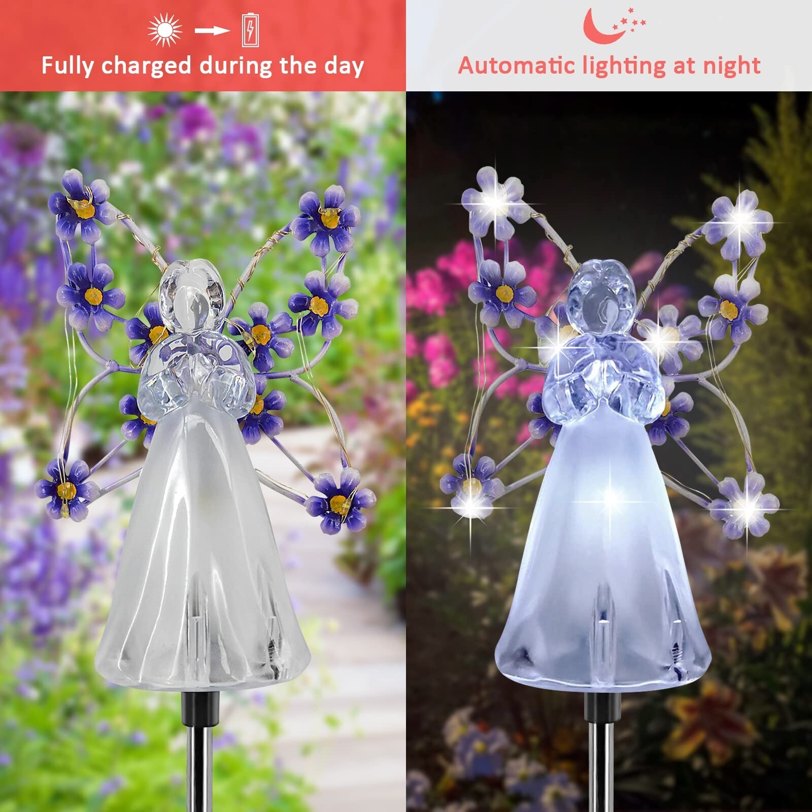 Solar Garden Lights, LED Angel Solar Landscape Decorative Lights, Outdoor Wat...