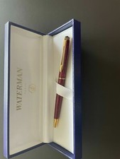 Waterman  Hemisphere  Ballpoint Pen Red Marble  Lacquer & Gold   In Box Mint **