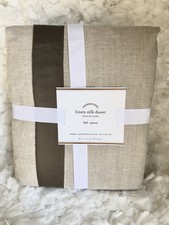 Pottery Barn Linen Silk Trim Duvet Cover Full Queen Brownstone New