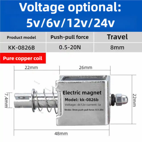 Elektromagnet DC5V DC6V DC12V DC24V Öffnen/Schließen Schub Zugmagnet Hub 5-20mm - Bild 12 von 20