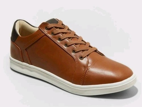 MENS GOODFELLOW 'EDDIE' CASUAL FAUX LEATHER SNEAKERS SHOES LACE UP, BROWN Sz 7 - Picture 4 of 5