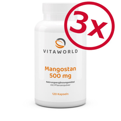 Vita World 3er Pack Mangostan 500mg 3x120 Kaps Made in Germany Vegan Antioxidant