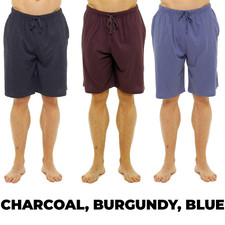 Mens 3 Pack 100% Cotton Lounge Shorts Sleep Pyjama Pj Bottoms With Pockets