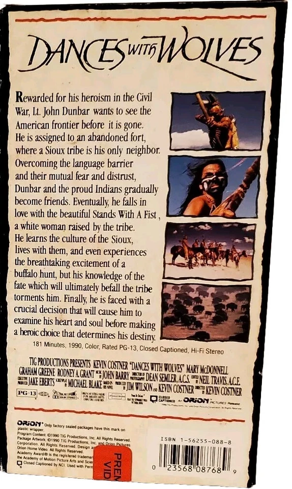 Dances with Wolves (VHS, 1999) Contemporary Classics Kevin Costner Oscar Winner - Image 2 of 3