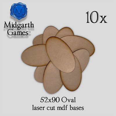 10x Oval 52x90mm MDF Bases Miniature Warhammer Laser Cut 40K FAST SHIPPING