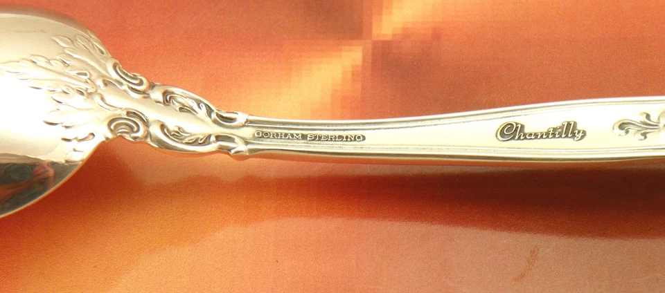 Hermosa cucharadita Gorham Chantilly de plata esterlina 5,75" sin mono post-1940 Foto 3 de 4