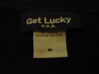 GET LUCKY COTTON KNIT TOP-SZ MED---V NECK--3/4 SLEEVE-BLACK