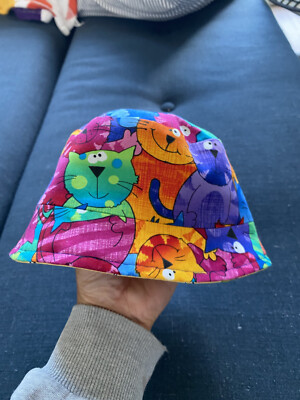 Children Baby Summer Bucket Reversible Hat Cat And Dinosaur