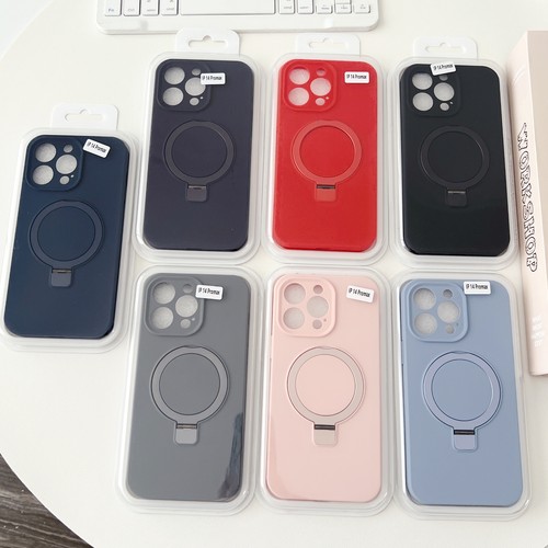 For iPhone 15 Pro Max 14 13 12 11 Magsafe Kickstand Silicone Slim Phone Case - Photo 2 sur 16