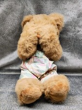 Vintage MANGO Peek A Boo Bear Plush With Overalls-17  HTF Jalena