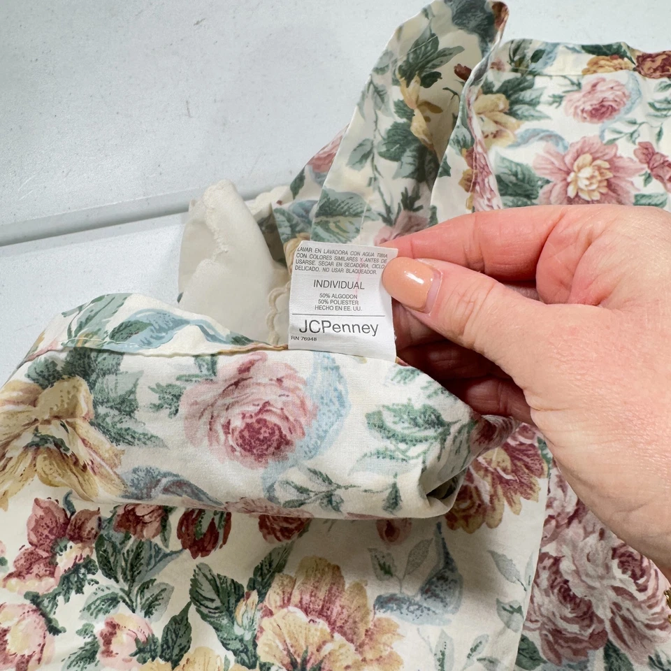 Sábana plana vintage jcpenney doble rosa verde mezcla floral EE. UU. Y2K AÑOS 90 80 Foto 3 de 4